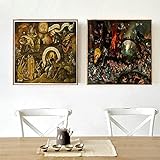 Hieronymus Bosch Surreale GemäLdewerk Leinwand GemäLdedruck Bild Moderne Wandbilder Wand Bilder FüR Wohnzimmer Schlafzimmer Dekor Poster 50x50cmx2 Kein R