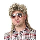 Perücke Männer Blonde Vokuhila 80er Mullet Perücke Herren Lang Synthetische Haare Perücke Cosplay Halloween Kostüm Party Beweig