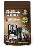 Coffeeano 80 Reinigungstabletten Eco für Kaffeevollautomaten und Kaffeemaschinen Clean&Protect. Für alle Marken und Geräte. Umweltfreundliche Verpackung aus Kraftpap