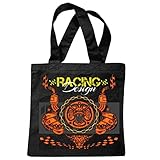 Tasche Umhängetasche RACING DESIGN SKULL MIT HÖRNER AUSPUFF V8 BIKERSHIRT MOTORRAD CHOPPER GOTHIC MOTORCYCLE SKULL MOTORRADCLUB BIKE ROUTE 66 Einkaufstasche Schulbeutel Turnbeutel in Schw