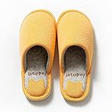 UKKO Hausschuhe Damen Home Slipper Winter Baumwolle Warmschuhe Frauen Indoor Nette Schuhe Männer rutschfeste Einfache Weiche Slipper Weibliche Und Männliche Paare-Yellow,40