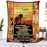 Personalisierte Briefdecke Nachricht Decke An Meine Sohn von Mutter Decke, Kuscheldecke Flauschige Flauschige Weich Wohndecke Flanell Fleecedecke,Mikrofaser Nachricht Sofa Quilts Blanket 150x200