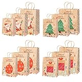 12pcs GeschenktüTen, PapiertüTen Braun Mit Henkel, GeschenktüTen Weihnachten Kraftpapier Groß, GeschenktüTe Verschiedene GrößEn, Schokolade SüßIgkeiten Organizer, Weihnachten Partydekorationen (A)