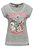 Queen Kerosin Damen Roll Up Print T-Shirt | Regular Fit | Frontprint | Enzymwash Wild F