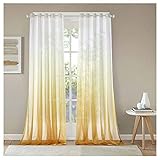YOUCAI Modernen Farbverlauf Voile Vorhang Transparent Gardinen Mit Ösen Dekoschal Für Zuhause Wohnzimmer Schlafzimmer Kinderzimmer Balkon Gardinenschals,Gelb,255x260