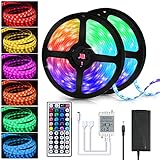 LED Streifen 10M(2x5m), EINFEBEN LED Band Wasserdicht, SMD 5050 RGB Stripes, 12V Netzteil 44 Tasten Fernbedienung, LED strips Lichter für Deko Zuhause, Küche, Terrasse, Party