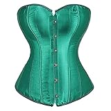 marca blanca Damen Shapewear Figurformender Mieder Body Haken Taillenformer mit Bauch-Weg-Effekt Stark Formend Brustfrei Bodysuit Green L