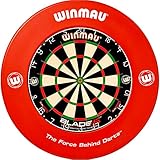 Winmau Blade 5 Dual Core Bristle Dartboard Turnierboard Dartscheibe und Winmau Surround Catchring Wandschutz (Rot)