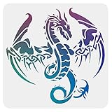 FINGERINSPIRE Drachen Schablone Dekoration Schablone 30x30cm Kunststoff Drachen Malerei Schablonen Quadrat Wiederverwendbare Schablonen für DIY Drachen Handwerk und Dek