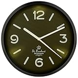 St. Leonhard Beleuchtete Uhr: Edelstahl-Funk-Wanduhr, Zifferblatt-Beleuchtung & Lichtsensor, schwarz (Wanduhr Beleuchtetes Ziffernblatt)