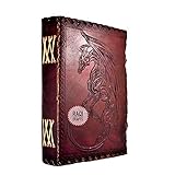 Tagebuch, Vintage-Stil, handgefertigt, Leder, geprägt, Mond-Drache, Tagebuch, Reisetagebuch, Geschenkidee, für Mann und Frau, 20,3 x 15,2 cm, B