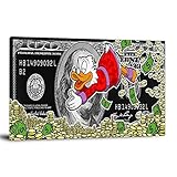 FINDEMO McDuck 100 Dollar Schein Geld Poster Dekorative Malerei Leinwand Wandkunst Wohnzimmer Poster Schlafzimmer Malerei 60 × 90