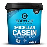 Bodylab24 Casein Micellar Vanille 2000g, 100% pures Casein, reich an BCAA-Aminosäuren, langes Sättigungsgefühl, unterstützt den Muskelaufbau und -erhalt über Nacht, ideal während einer Eiweiß-D