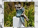 IDYL Rottenecker Bronze-Skulptur Junges Glück auf Granitstele | 87x14x14 cm | Moderne Bronze-Figur handgefertigt | Gartenskulptur - Teich-Dekoration | Hochwertiges Kunsthandwerk | W