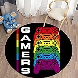 Gamepad runder Teppich für Wohnzimmer Matte für Kinder Teppich Bodenteppich Badteppich Schlafzimmer Teppich für Kinderzimmer Türmatte - 80 cm (L) x 80 cm (H)