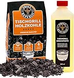 Grill Republic Tischgrill-Kohle 2,5kg & Brennpaste 500ml / 100% reine Buchenholzkohle für rauchfreie Tischgrills wie den Lotusg