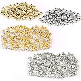 200 Stück Leder-Niet-Set Schmucknieten DIY Rivets Schmucknieten Hohlnieten Kleidung 7mm Rivet Metallrohr Nägel Strass Nieten Tubular Leder-Nieten für DIY Fertigkeit Dekorieren Gold-und Silb