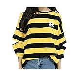 Meridiaga Kpop BTS Bangtan Boys Striped Short Sleeve Shirt Gr. Einheitsgröße, gelb