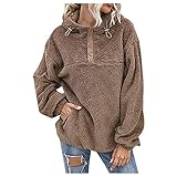 KUIGYI Frauen Kapuzenpullover Damen Pullover Herbst Winter Fester Kapuzenkragen Wollmantel Warmer Fleece Hoodie mit Taschenbluse Urlaubsutensilien Tops Freizeit zu H