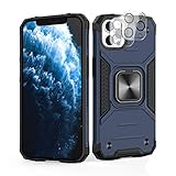 HPDUNO 2 Stück 13 Pro Max 6.7 kameraschutz Armor Hülle für iPhone 13 Pro Max 6.7 Case and panzerglas Militärische Stoßfeste Handyhülle 360 ° Ständer Cover für Auto Magnet (Blue)