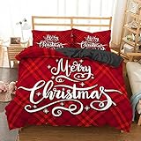 EA-SDN Weihnachten Bettwäsche 135x200 Kinder Bettbezug 3D Rentier Schneemann Muster Einzelbett Und 1 Kissenbezug 80x80cm,Mikrofaser (Weihnachten 2,155x220)