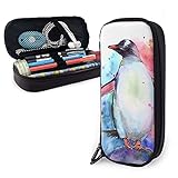 PU Leder Federmäppchen Aquarell Pinguin Stifttasche Tasche Geldbörse Kosmetik Make-up T