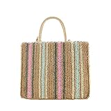 ZYYMMNN Bunte Papierseil Stroh Tasche Für Frauen Stroh Woven Frauen Umhängetasche Sommer Strand Frauen Taschen Große Frauen H