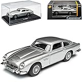 Cararama Aston Martin DB5 Coupe Silber James Bond 007 Goldfinger 1963-1965 mit Sockel und Vitrine 1/43 M