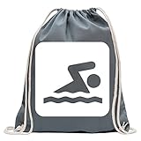 Kiwistar - Schwimmbereich Piktogramme Turnbeutel Fun Rucksack Sport Beutel Gymsack Baumwolle mit Ziehg