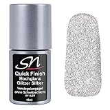 SN Quick Finish Glitzer Silber Hochglanz Versiegelungsgel ohne Schwitzschicht High Gloss Top Coat UV & LED Flex Gel für Gelnägel Acrylnägel Nagelgel 10