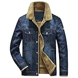 Jeansjacke für Herren, Fleece, warm, Cowboy-Windjacke, Oberbekleidung, mehrere Taschen, Pelzkragen, Herren-Bomberjacke, Übergröße, Mäntel, hellblau, XXL