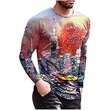 erthome1 Basic Langarmshirt Herren Baumwolle Pullover Vintage Tie Dye Bedrucktes Longshirt Männer Lose Rundhals Longsleeve O-Neck Tee Sporttop Sweatshirt Slim Fit B