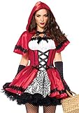 LEG AVENUE 85230 - 2Tl. Kostüm Set Gothic Riding Hood, Kostüm Damen Karneval, Rot-Weiß, XL (EUR 44-46)