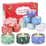 Duftkerze Geschenke Set für Weihnachten,12St. 2.5OZ Natürliches Sojawachs Aromatherapie Kerzen Mit Anhaltendem Wach Tragbare Reise-zinnkerzen für Stressabbau und Entspannung des Körp