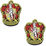 Harry Potter House of Gryffindor Hogwarts-Wappen, Farbverschluss, Haken- und Schlaufenrückseite, besticktes Aufnäher, Set für Mantel, Jacke, Rucksack, Hut, Kappe, 10 x 8 cm, 2 Stück