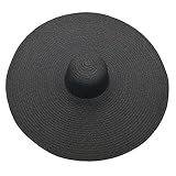 Faltbarer übergroßer Damenhut mit 70cm Durchmesser mit großer Krempe Sommersonnenstrandhüte  -Black