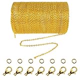 Jerbro 33 Füße Legierung DIY Link Kette Ketten Gliederkette Halsketten mit 20 Karabiner Verschlüsse und 30 Sprung Ringe für Schmuck Basteln Herstellung, 2