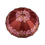 XJYJF Regenschirm starker Langer Regenschirm for Frauen Männer Winddicht Multicolor dauerhaft Leichter ärgerlicher Auto offener Regenschirm ，Sonnenschutz (Color : 03flower, Size : Free)