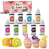 Lebensmittelfarbe 9 Farben - Flüssige Lebensmittel Fondantieren Farbe Farbstoff Extrem Hoch Konzentriert Zum Kuchen Backen, Kekse, Macaron-je 10