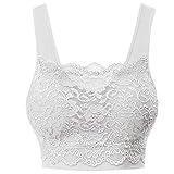 OIKAY Sport BH Damen Spitzen Stitching Sportunterwäsche Bequeme Atmungsaktives Ohne Bügel Unterwäsche Push Up Wireless Camisole Bandeau Schlaf-BH Bustiers Tops(A Weiß,L)