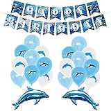 Delfin Geburtstag Deko Luftballons Alles Gute Zum Geburtstag Girlande Kindergeburtstag Aluminiumfolienballons Deko für Kinder Dolphin Thema Geburtstagsparty Dek