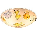 Design Kinder Decken Lampe Zoo Tier Motiv Spiel Zimmer Beleuchtung Glas Leuchte bunt Globo 40607