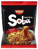 Nissin Bag Noodles Soba – Chili, 9er Pack, Wok Style Instant-Nudeln japanischer Art, mit Chili-Sauce, schnelle Zubereitung, asiatisches Essen (9 x 111 g)