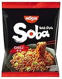 Nissin Bag Noodles Soba – Chili, 9er Pack, Wok Style Instant-Nudeln japanischer Art, mit Chili-Sauce, schnelle Zubereitung, asiatisches Essen (9 x 111 g)