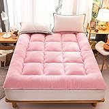 Matratze Single Double Lammwolle Samt Warme Futon-Matratze Japanischer Studentenwohnheim Apartment Klappmatratze Schlafbodenmatte Weiche Atmungsaktive Tatami-Futon-Stärke 10 cm,Rosa,90*200