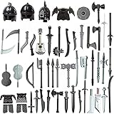 MARLO Millitärspielzeug Helm, 51St. Ritter Helm, Schildplatte, Schwert, Rüstung und Brustpanzer, Fahrzeug Set Kompatibel mit Lego Fig