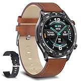Bebinca Smartwatch für Männer 1,28' Freisprechen und Empfangen von Freisprechanrufen, Bluetooth-Lautsprecher mit 128 MB Musik-Player, Fitness Uhr 3ATM wasserdichte IOS/Android (Stahl)