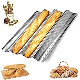 Antihaft Baguette Backblech, 4 Rillen Französisches Brot Backblech, Baguette Backform für 4 Baguettes mit Gute Antihaftbeschichtung, Kohlenstoffstahl Backblech, für Familie Bäck