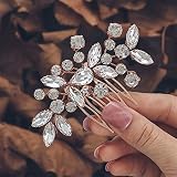 Unicra Braut Hochzeit Haarkamm Kristall Haarschmuck Braut Haarteile für Frauen und Mädche (Roségold)