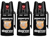 stopnow Pfefferspray Abwehrspray KO-Spray Selbstverteidigung Jet-Sprühstrahl (3 Spray - 3er Sparpack)